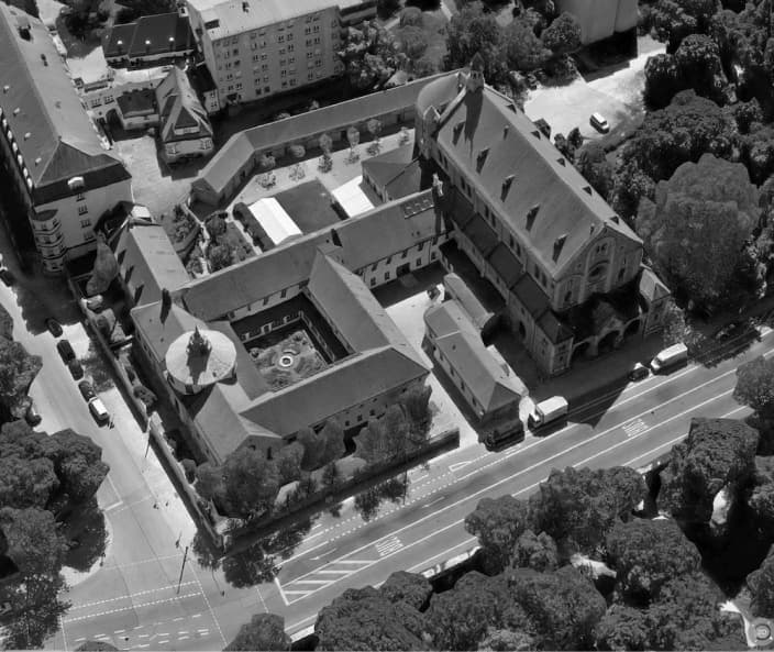 St. Antonius church, Munich, aerial view