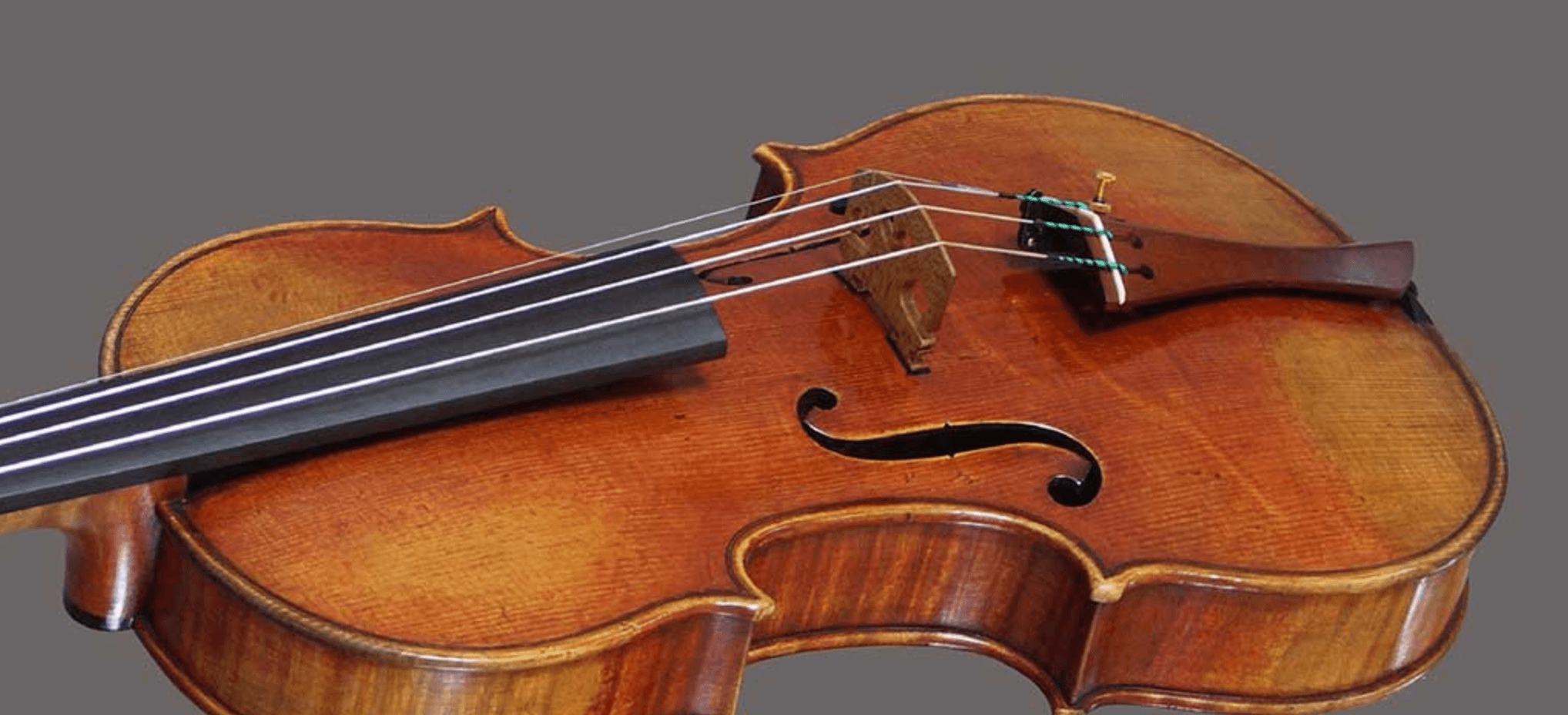 Body of a violin by Joseph Curtin, showing the bridge and f-holes